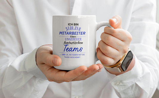 Stolzer Mitarbeiter, Kollegen, Geschenk Idee, Arbeit, Chef, Homeoffice, Sarkasmus, Spaß, Kaffee Becher - Spruch-Tassen