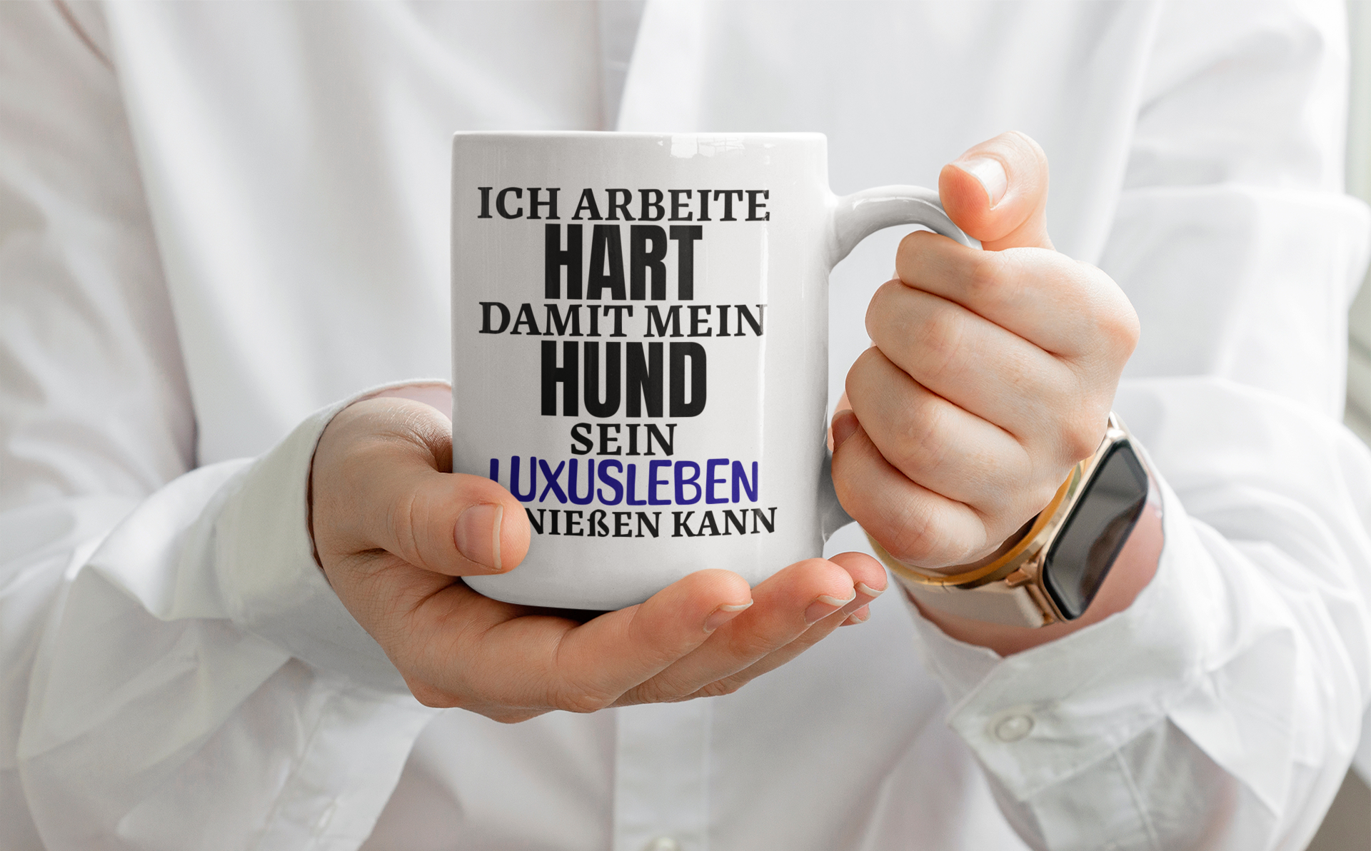 Luxusleben HUND - Kollegen, Geschenk Idee, Arbeit, Chef, Homeoffice, Sarkasmus, Spaß, Kaffee Becher - Spruch-Tassen