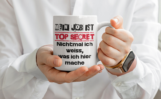 TOP SECRET - Kollegen, Geschenk Idee, Arbeit, Chef, Homeoffice, Sarkasmus, Spaß, Kaffee Becher - Spruch-Tassen